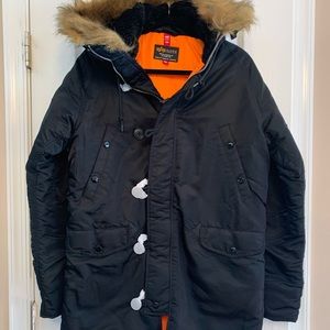 Alpha Industries Parka - Slim Fit N 3B - Black - Small